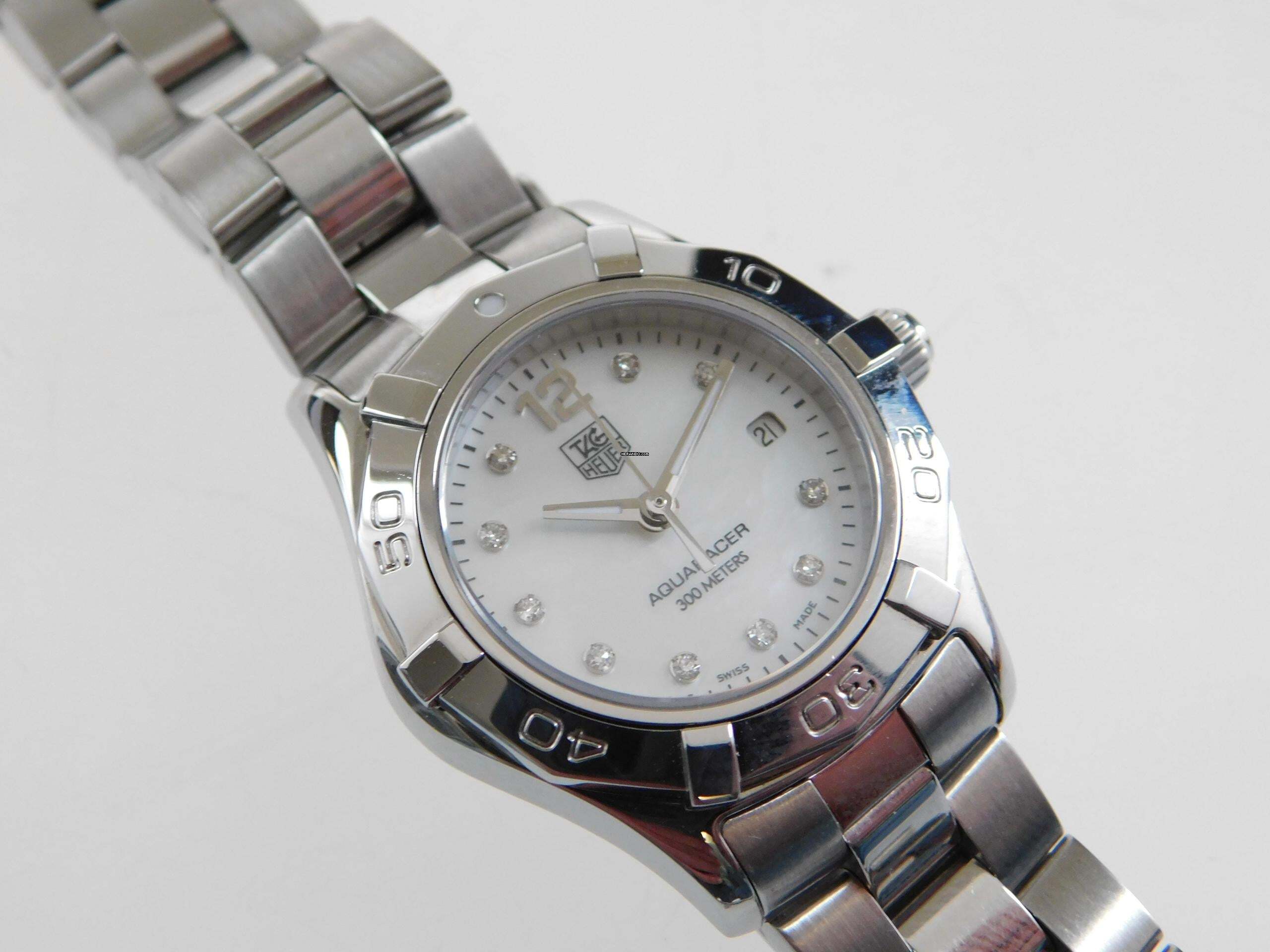 TAG Heuer Aquaracer Lady Perlmutt Brillantblatt im Best Zustand mit frischem Tag Heuer Service 29mm Lady im Top Zustand volles Band