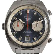 Thumbnail von Heuer Carrera 1153 chronograph Soleil blue dial caliber 12 manual 1971