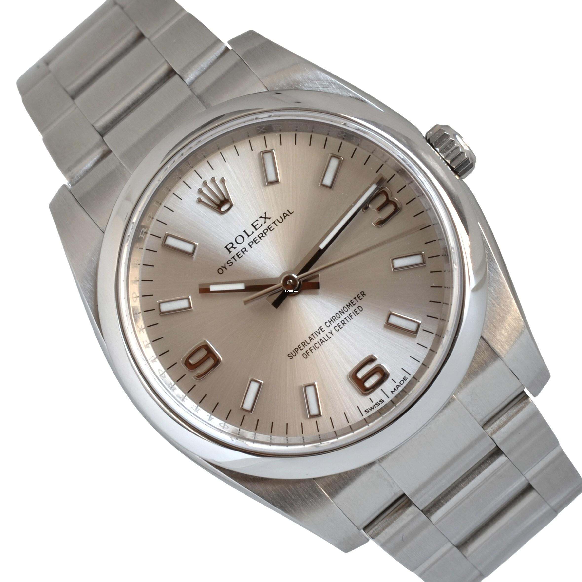 Rolex Air King 114200 Oyster Perpetual 34MM Soleil silver quadrante SuperLuminova