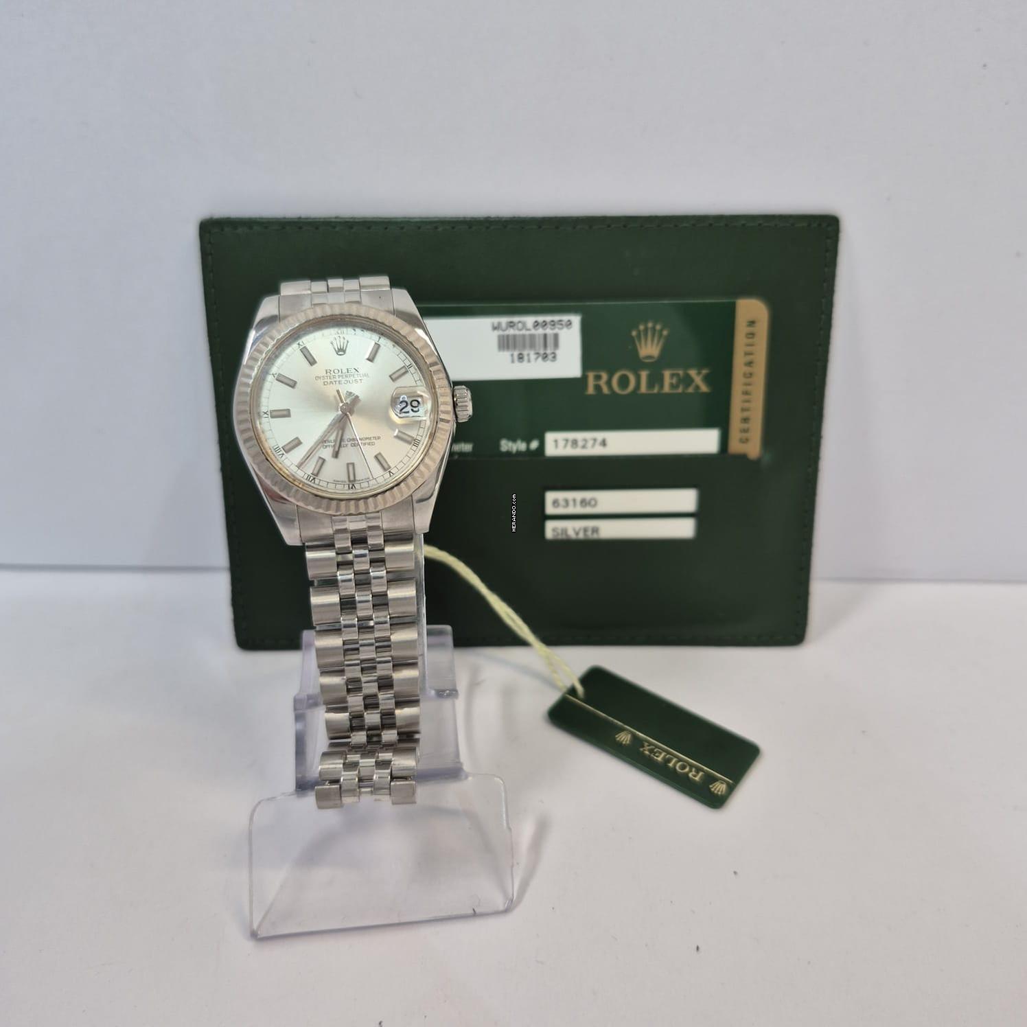 Rolex Datejust 31 31mm Ouro Branco & Aço Jubilee Automático Completo