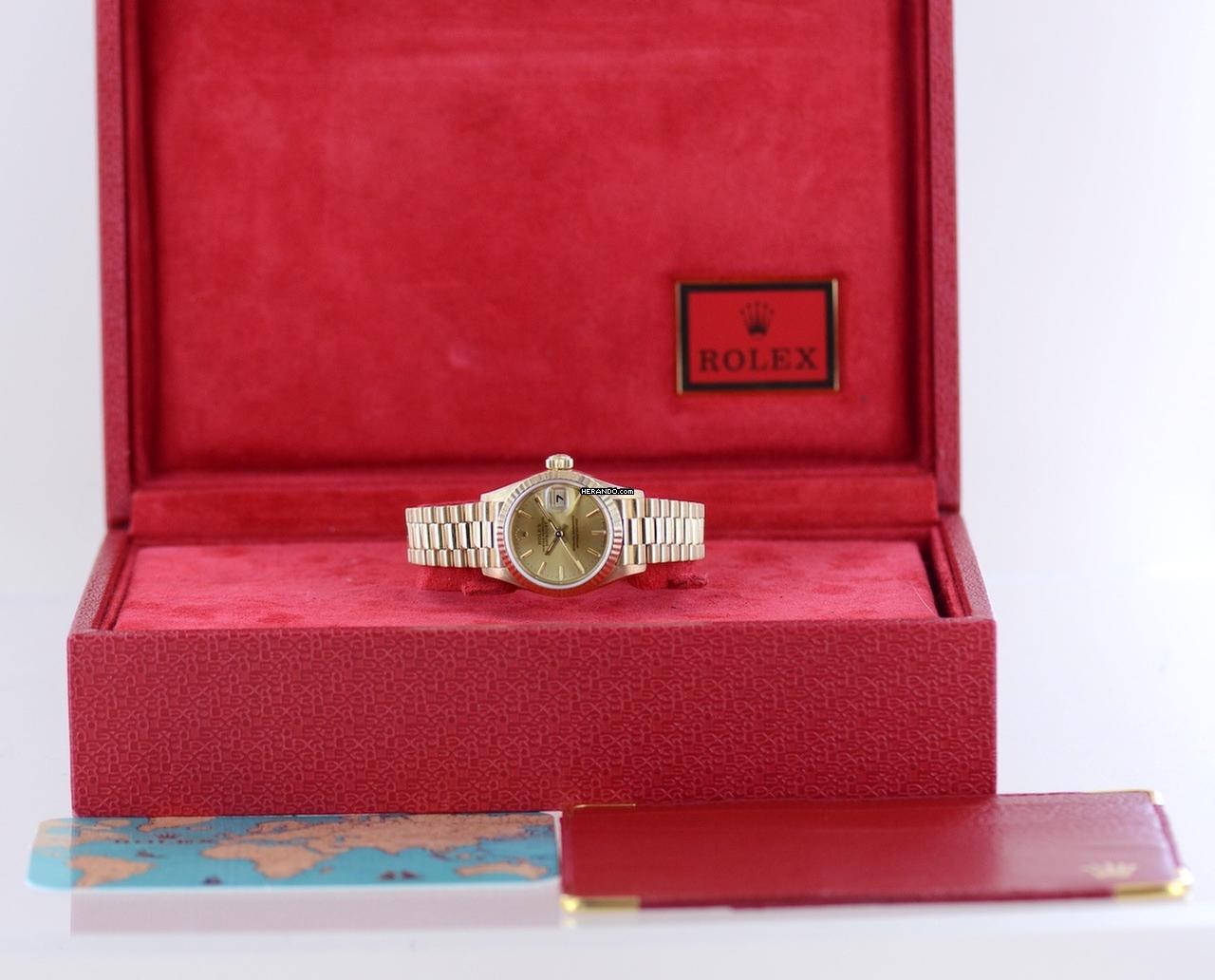 Rolex Lady-Datejust 18K Gelbgold Champager dial 26mm Lady Presidentband Klassiker