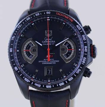 TAG Heuer Grand Carrera Black RS2 Chronograph Date Rotating System B+P rare