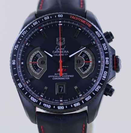 TAG Heuer Grand Carrera Black RS2 Chronograph Date Rotating System B+P rare