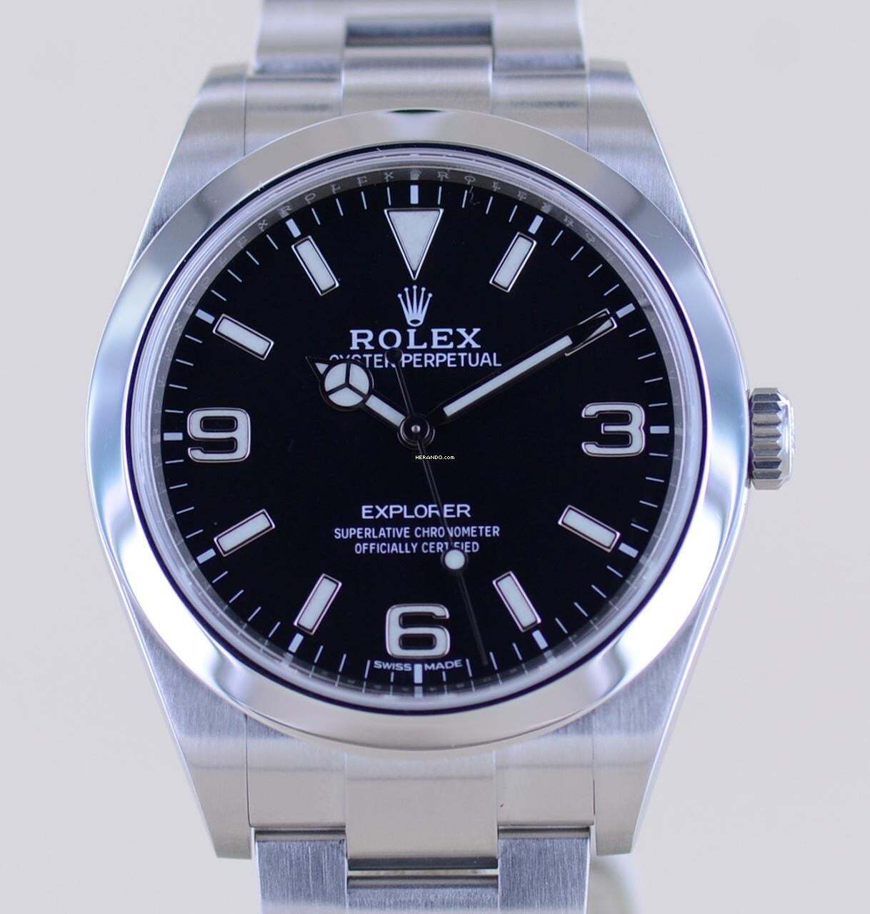 Rolex Explorer I 39mm 214270 black dial Oysterband Stahl Full-Set B+P