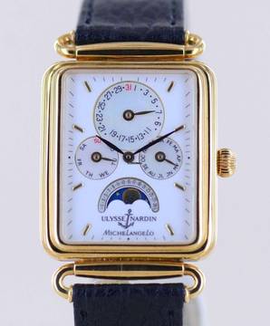  Ulysse Nardin Michelangelo Triple Date Calendar 18K Yellow Gold Automatic MOP Dial B+P 