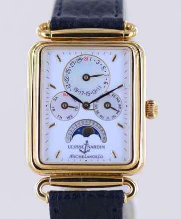  Ulysse Nardin Michelangelo Triple Date Calendar 18K Yellow Gold Automatic MOP Dial B+P 