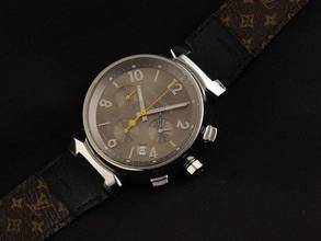 Thumbnail von Louis Vuitton Tambour Cronógrafo Ref.Q1122 2008 caja original muy buen estado vintage Tambour Cronógrafo