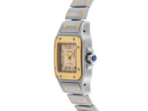 Thumbnail von Cartier Santos Galbée Date PM Kleines Modell Ref.2423 2001 Box&Beschreibung sehr gut Vintage Santos Galbee Date PM kleines Modell