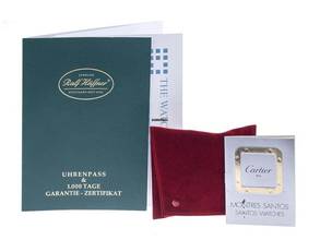 Thumbnail von Cartier Santos Galbée Date PM Kleines Modell Ref.2423 2001 Box&Beschreibung sehr gut Vintage Santos Galbee Date PM kleines Modell