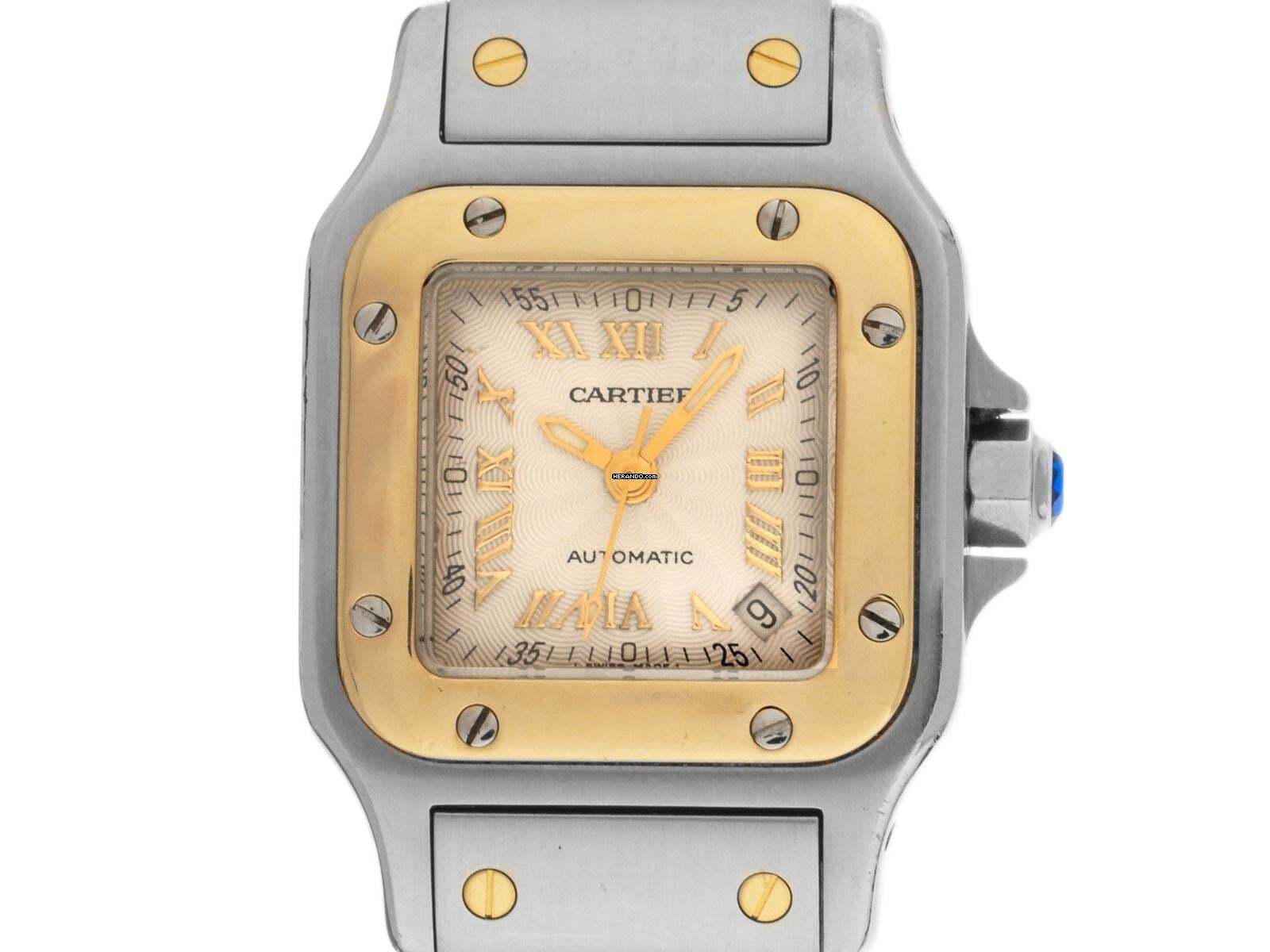 Cartier Santos Galbée Date PM Kleines Modell Ref.2423 2001 Box&Beschreibung sehr gut Vintage Santos Galbee Date PM kleines Modell