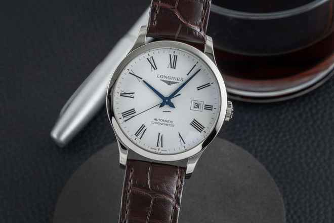  Longines Record Stahl Automatik Herrenuhr Ref. L2.821.4.11.2 Papiere 2023 