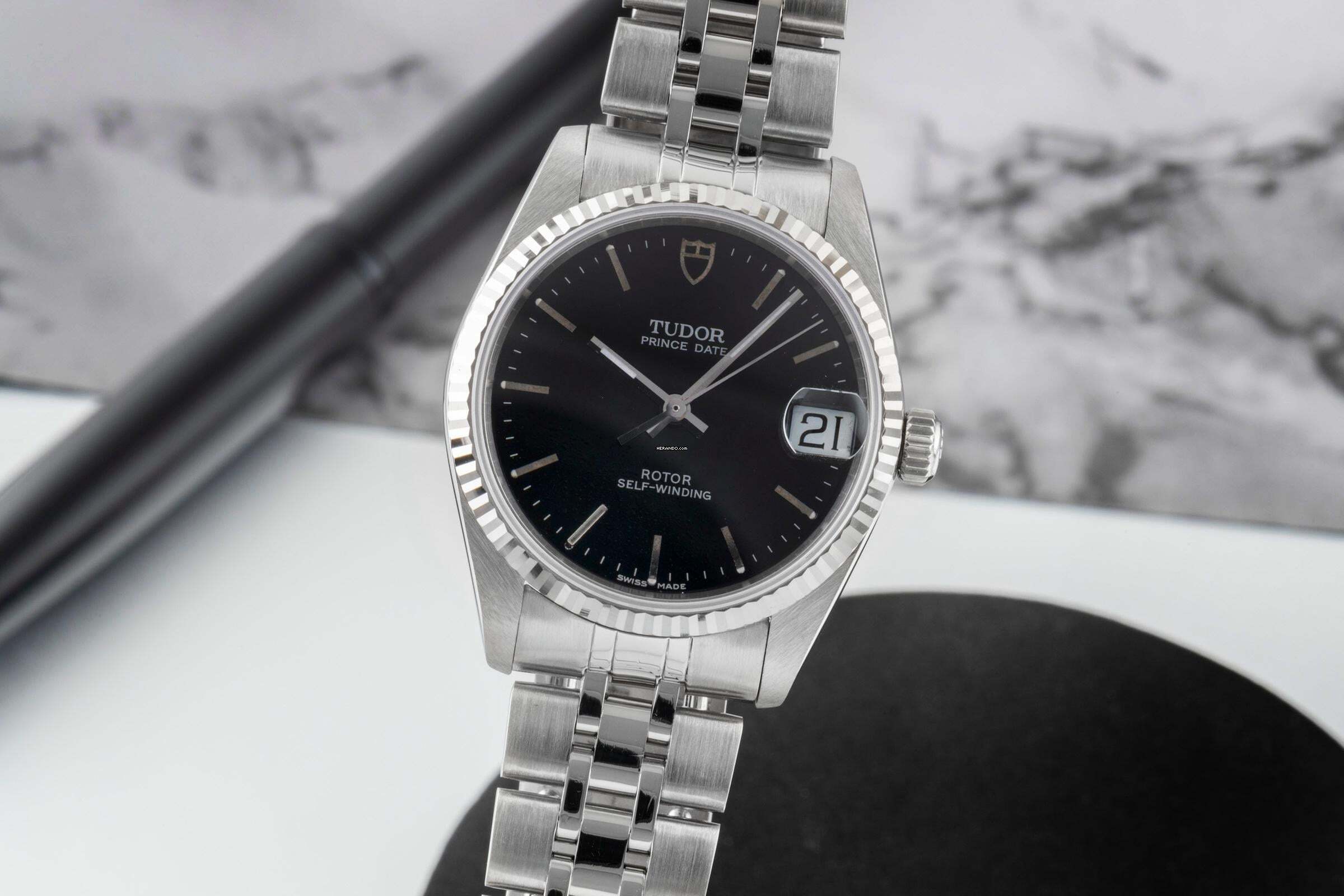 Tudor Prince Date Stahl / Weissgold Automatik Damenuhr Ref. 72034 Papiere