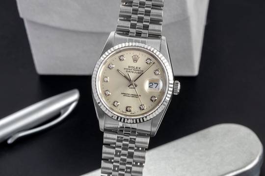  Rolex Datejust 36 White Diamond Dial Stahl Weissgold Automatik Ref 16234 X-Serie 