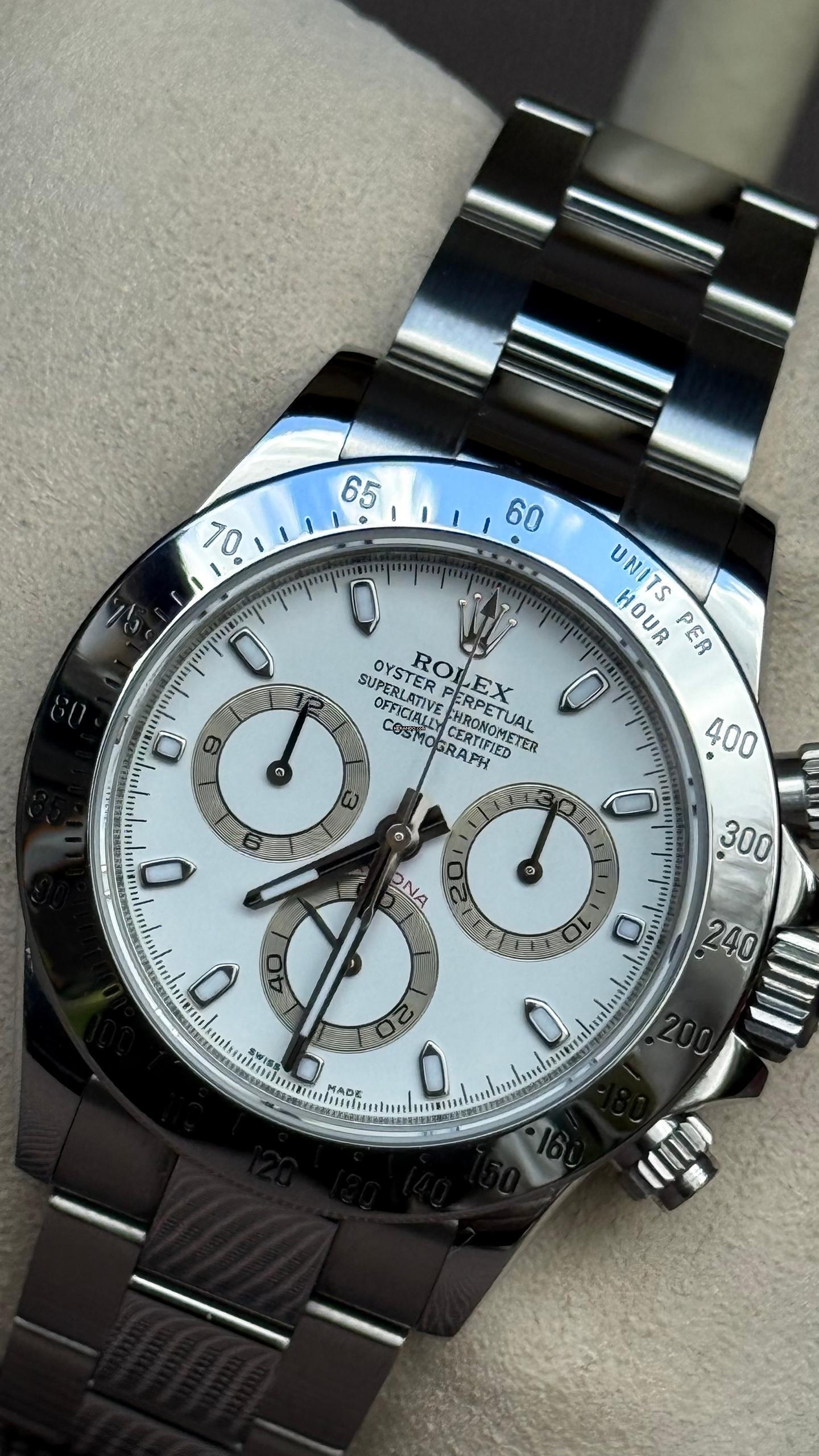 Rolex Daytona en excelente estado, completamente revisado, 2010, cierre largo, tarjeta de la UE