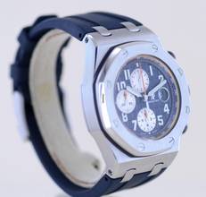 Thumbnail von Audemars Piguet Royal Oak Offshore Chronograph Blue Orange Automatic Glasboden B+P