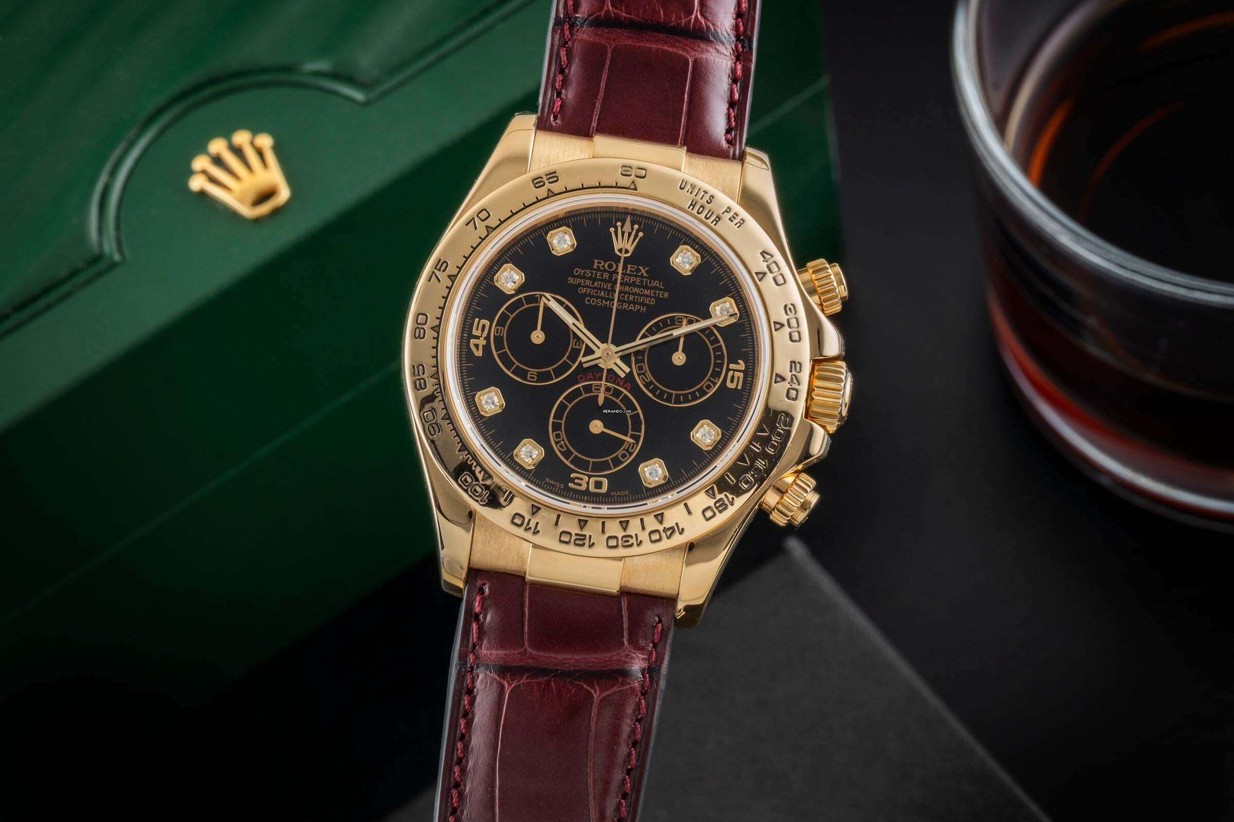 Rolex Daytona Chronograph 18k Gold Black Diamond Dial Ref. 116518 P-Serie