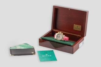 Thumbnail von Rolex Daytona Chronograph 18k Gold MOP Dial Herrenuhr Ref. 16518 B&P 1999 LC100