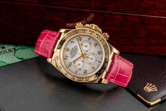Thumbnail von Rolex Daytona Chronograph 18k Gold MOP Dial Herrenuhr Ref. 16518 B&P 1999 LC100
