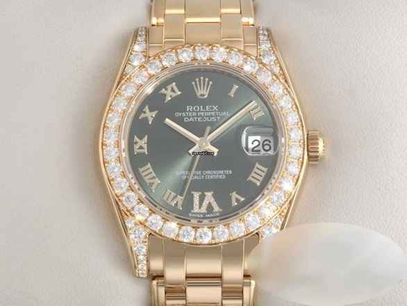  Rolex Pearlmaster 34 81158 2016 Gelbgold 750 Diamanten Automatik Gold Medium 