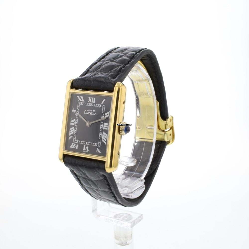 Cartier Tank Vermeil Must Large Vermeil Black Roman Dial