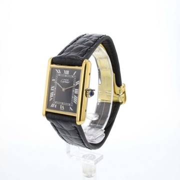  Cartier Tank Vermeil Must Large Vermeil Black Roman Dial 