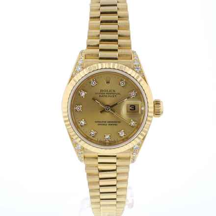  Rolex Lady-Datejust 26 Yellow Gold Champagne Diamond Dial 