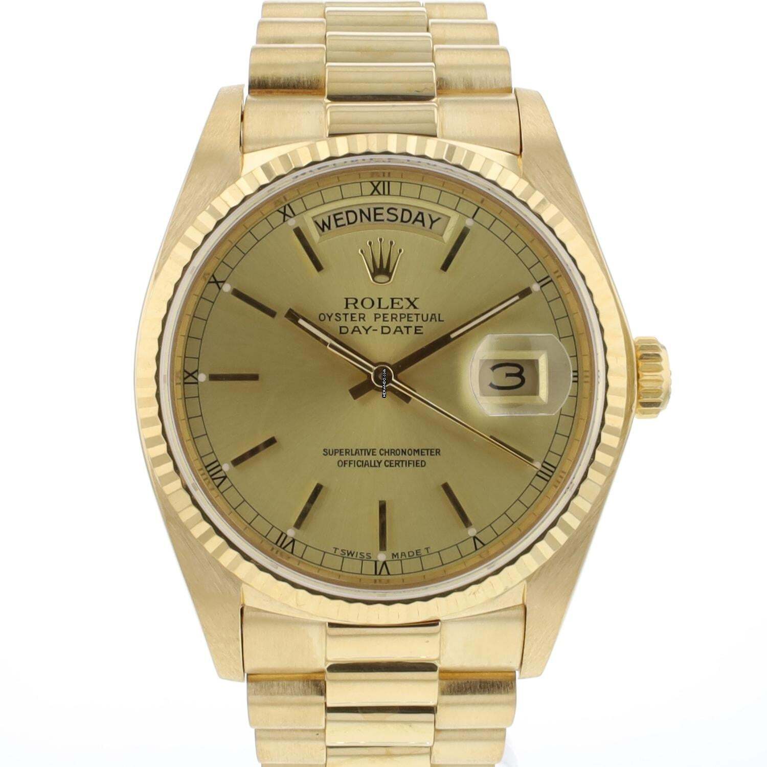 Rolex Day-Date 36 Yellow Gold Stick Dial
