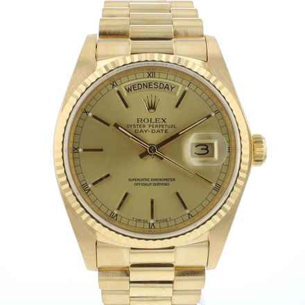  Rolex Day-Date 36 Yellow Gold Stick Dial 