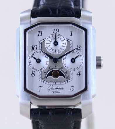  Glashütte Original Senator Karrée Ewiger Kalender Mondphase 1845 Silver Dial rar Collector 