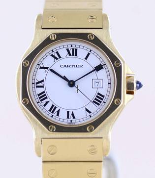  Cartier Santos Octagon 30mm Medium 18K Gold Luxusuhr Automatic rar 