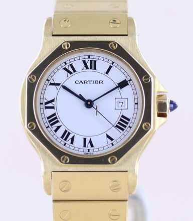  Cartier Santos Octagon 30mm Medium 18K Gold Luxusuhr Automatic rar 