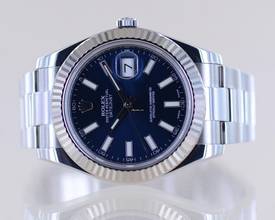 Thumbnail von Rolex Datejust II Stahl Weißgold Oyster blue Stick Dial 41mm blau B+P