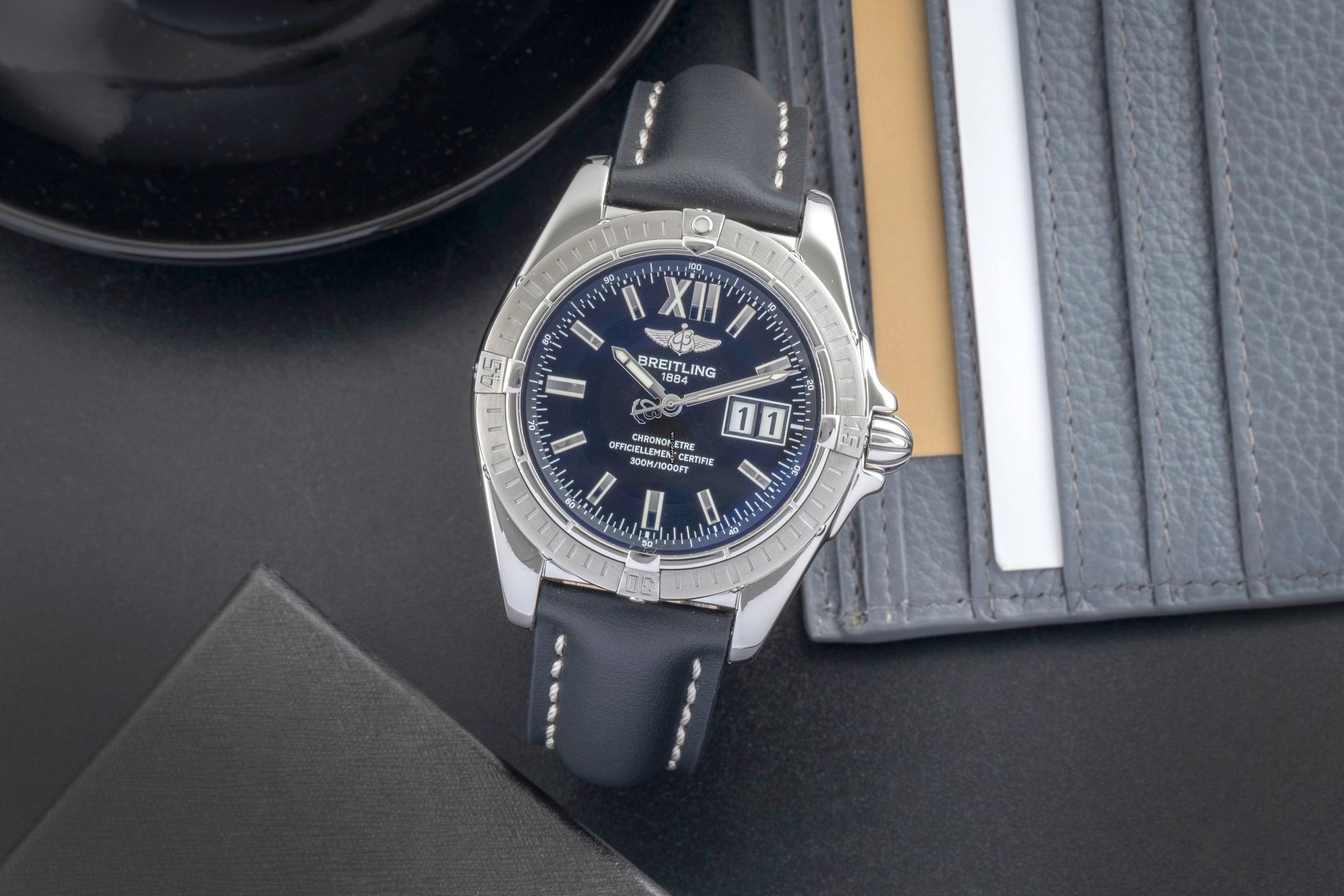 Breitling Cockpit Galatic Big Date Edelstahl Automatik Herrenuhr Ref. A49350 Klassiker