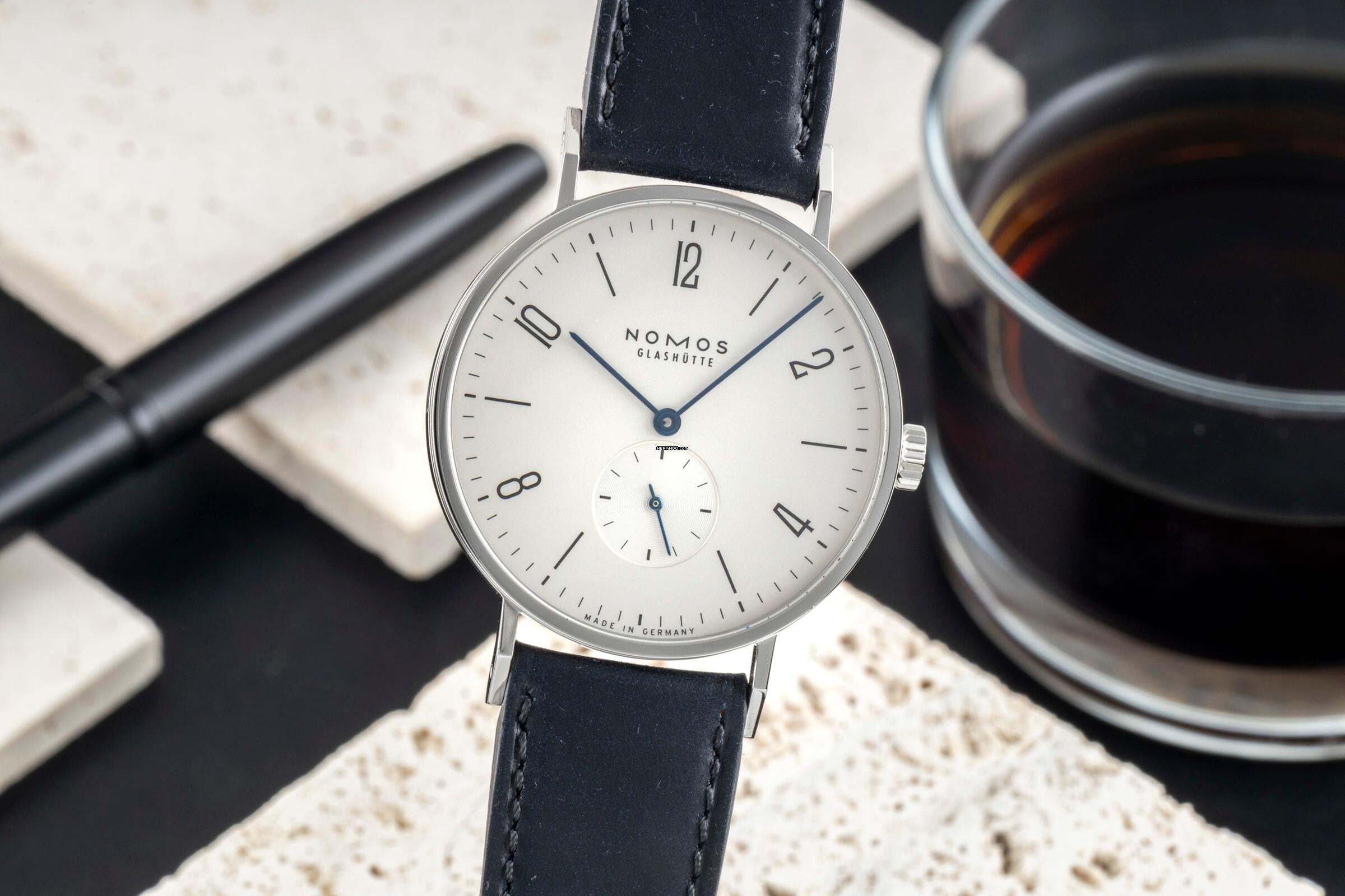 NOMOS Tangente 38 Glashütte Tangente 38 Stahl Handaufzug Herrenuhr Ref. 165 B&P 2022