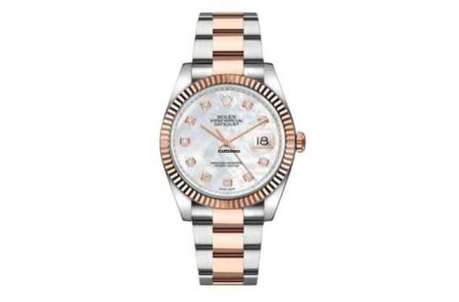  Rolex Datejust 36 MOP Dial With Diamond Index - Steel And Rose Gold - Oyster Bracelet - 116231 