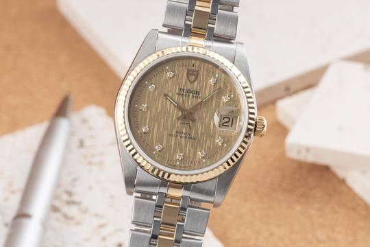  Tudor Prince Date Stahl / Gold Diamanten Automatik Ref. 74033 