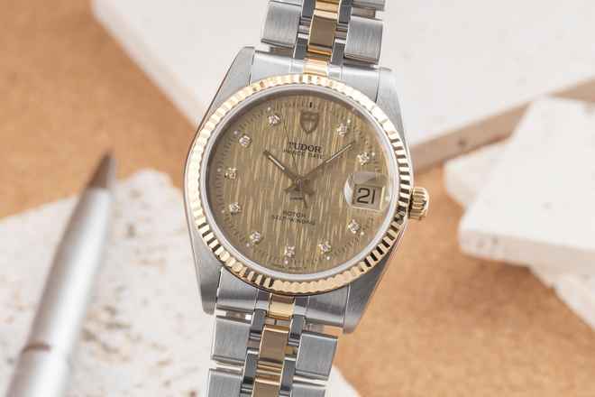  Tudor Prince Date Stahl / Gold Diamanten Automatik Ref. 74033 