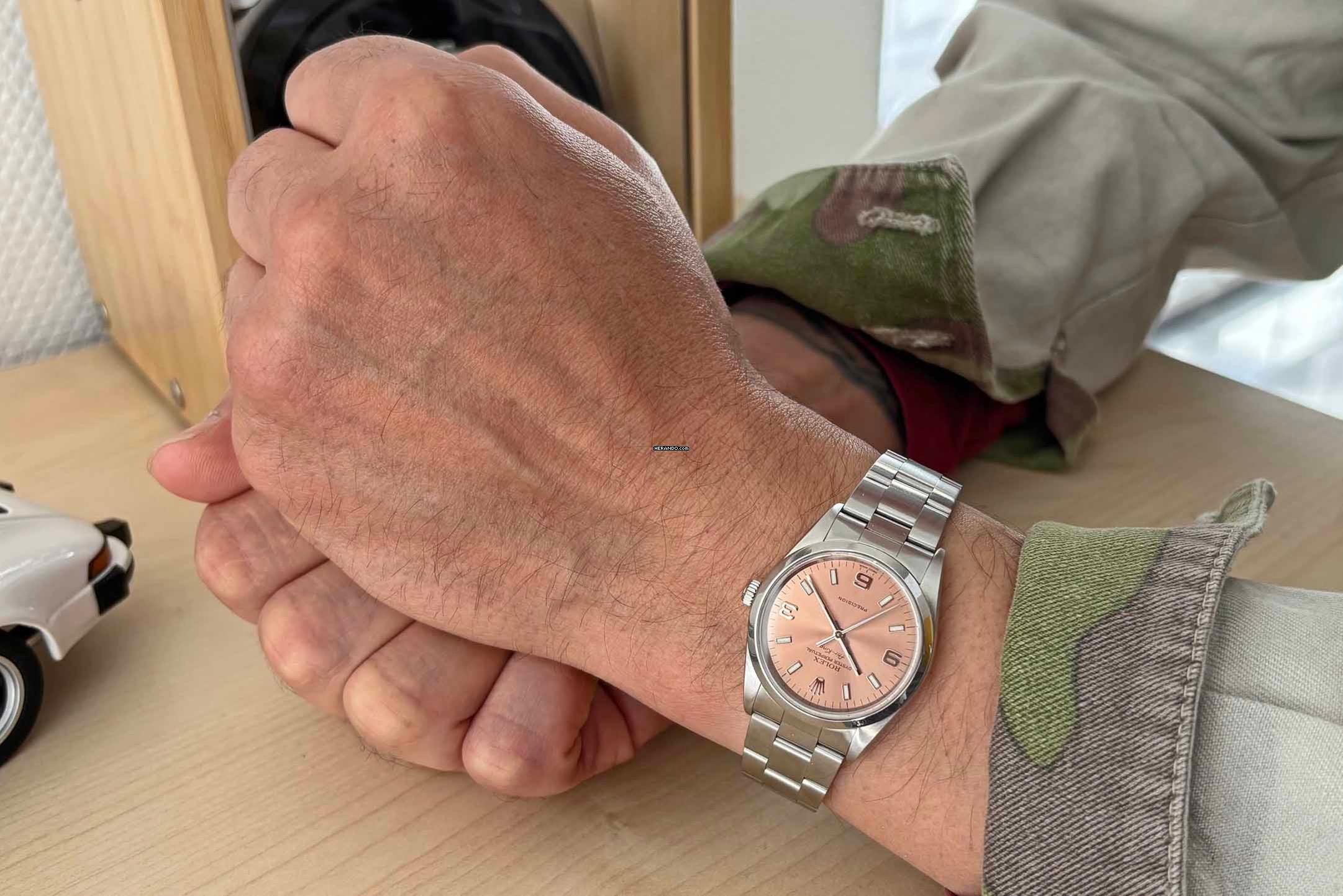 Rolex Air King 14000M Pink perfect LC100 Fullset F-serie uit eerste eigenaar