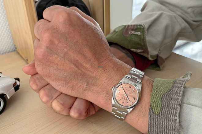 Rolex Air King 14000M Pink идеальный LC100 Полный комплект F-серия из первичных рук