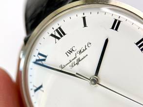 Thumbnail von IWC Classic Very Rare Art Deco Solid WHITE GOLD Vintage Handwinding 34mm Roman Dial 2401 2401