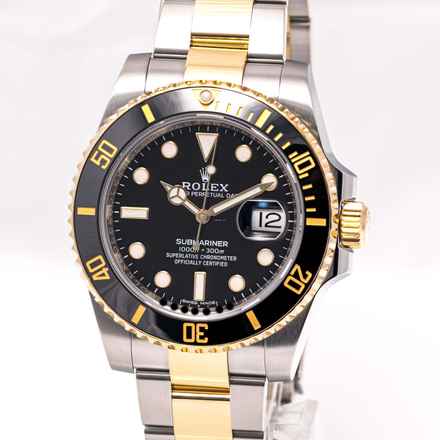  Rolex Submariner Date 40 Steel Gold Black – 116613LN – like NEW – 12/2017 Full Set Lc100 