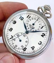 Thumbnail von Tegoroczny vintage zegarek kieszonkowy z chronografem stal 52mm zegarek kieszonkowy stalowy zegarek na torbę