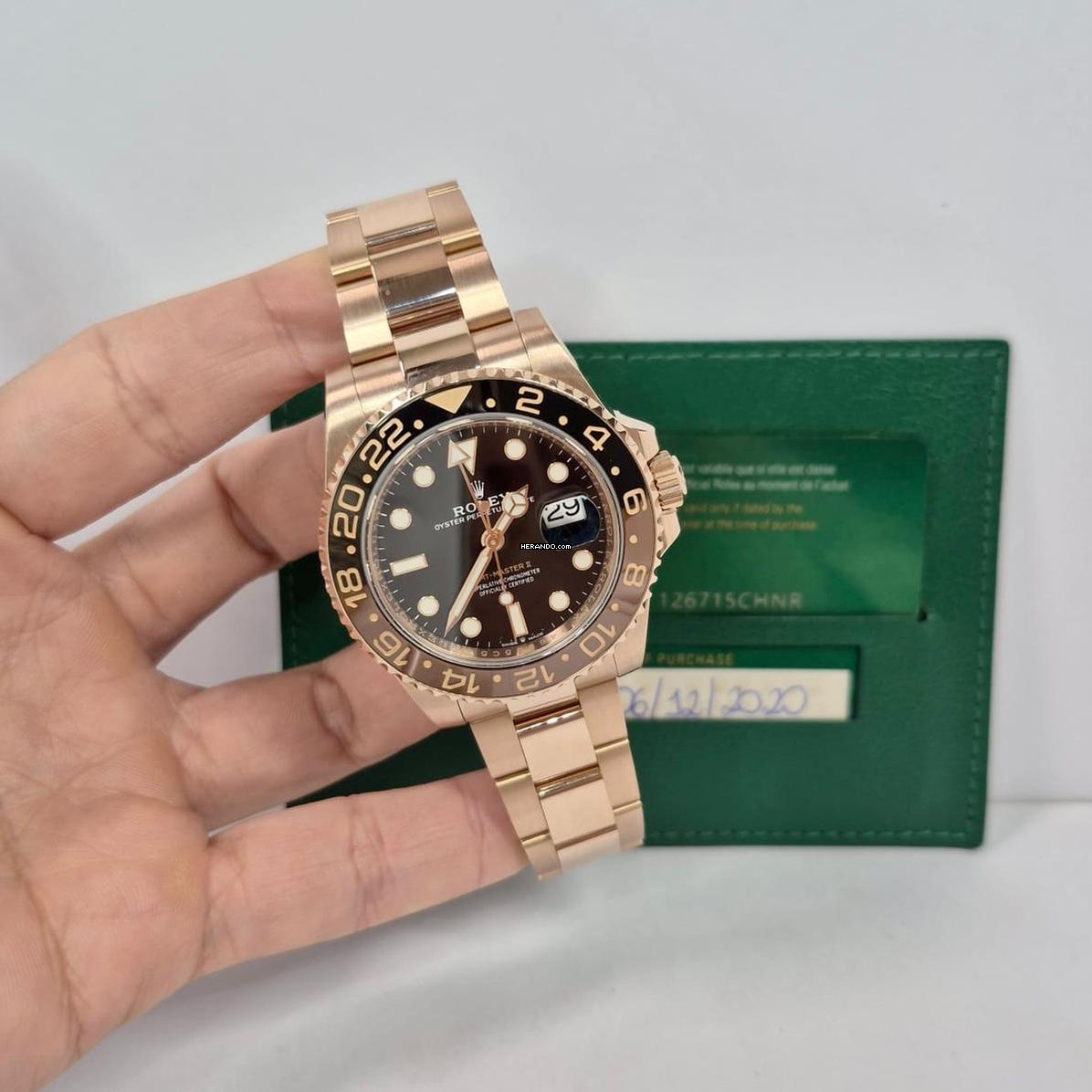 Rolex GMT-Master II Rootbeer Ouro Rosé 40mm Automatyczny Kompletny