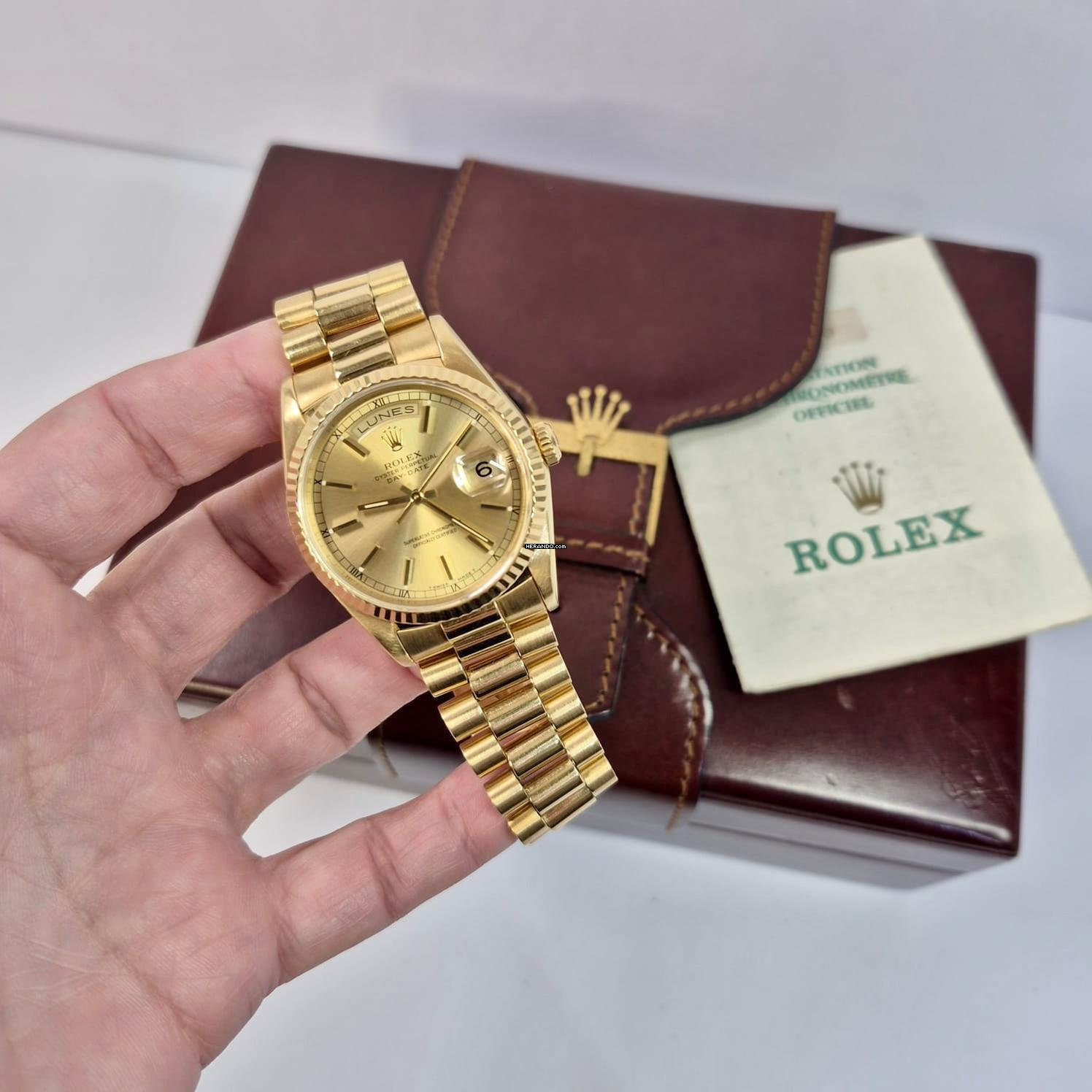 Rolex Day-Date 36 36mm Presidente Yellow Gold Automático Completo