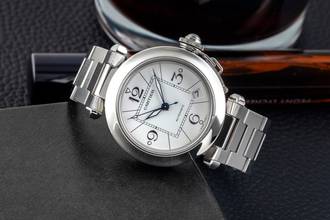 Thumbnail von Cartier Pasha C Stahl Automatik White Dial Herrenuhr Ref. W31074M7 Klassiker