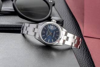 Thumbnail von Rolex Oyster Perpetual Lady Date 26 Blue Dial Oyster Edelstahl Automatik Ref. 69160 B&P 1993