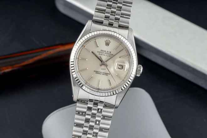 Rolex Datejust 36 stal / białe złoto Srebrny cyferblat Automatyczny zegarek męski Ref. 16014