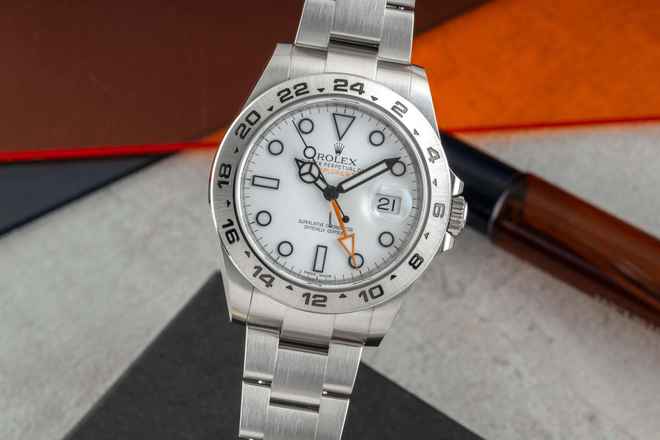Zegarek męski Rolex Explorer II z białą tarczą, koperta Oyster ze stali nierdzewnej, automatyczny, ref. 216570