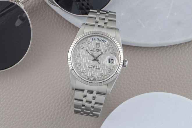 Tudor Prince Date Day Automatic Stainless Steel / White Gold Diamonds Ref 76214 Papers