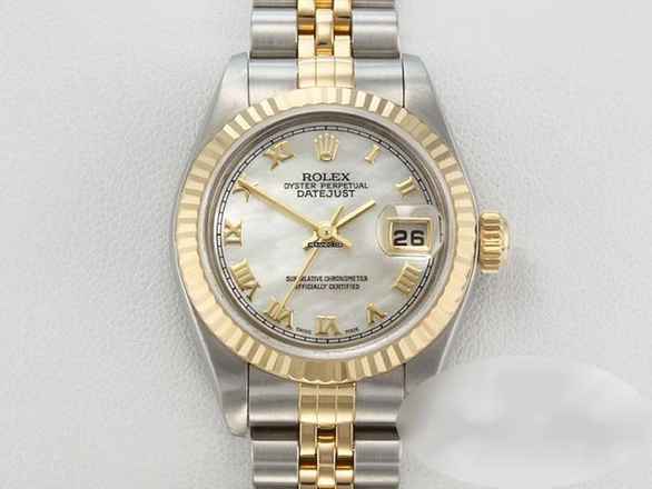  Rolex Lady-Datejust Edelstahl Gelbgold 750 Perlmutt Automatik Gold Stahl Damen Stainless Steel 18kt Yellow Gold Jubilé-band Chronometer Oyster 